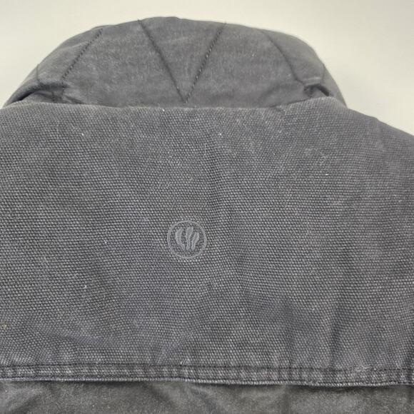 FatFace Vest Mens Large Black Padded Canvas Sherpa Collar Plaid Lined Zip Snap - Picture 3 of 12